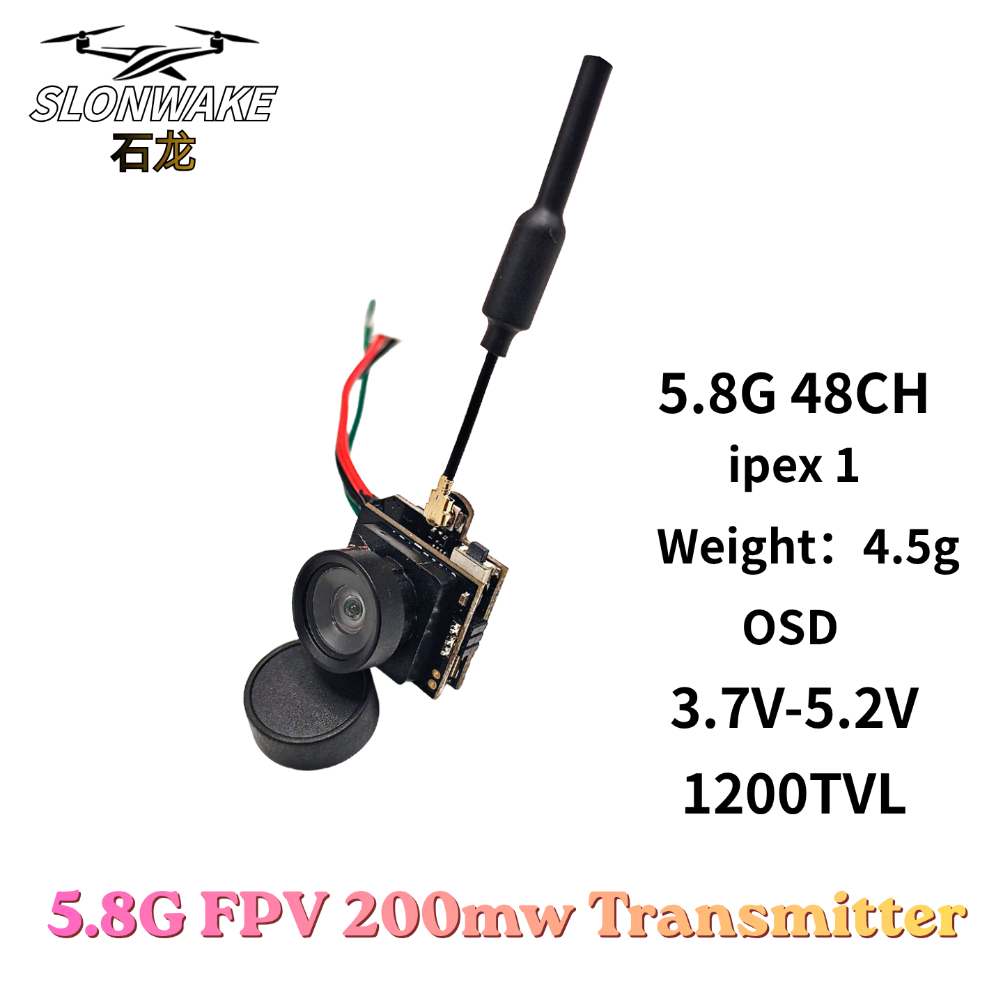 Slonwake 5.8G 48CH 200mW FPV D - Drone Receiver recension och pris