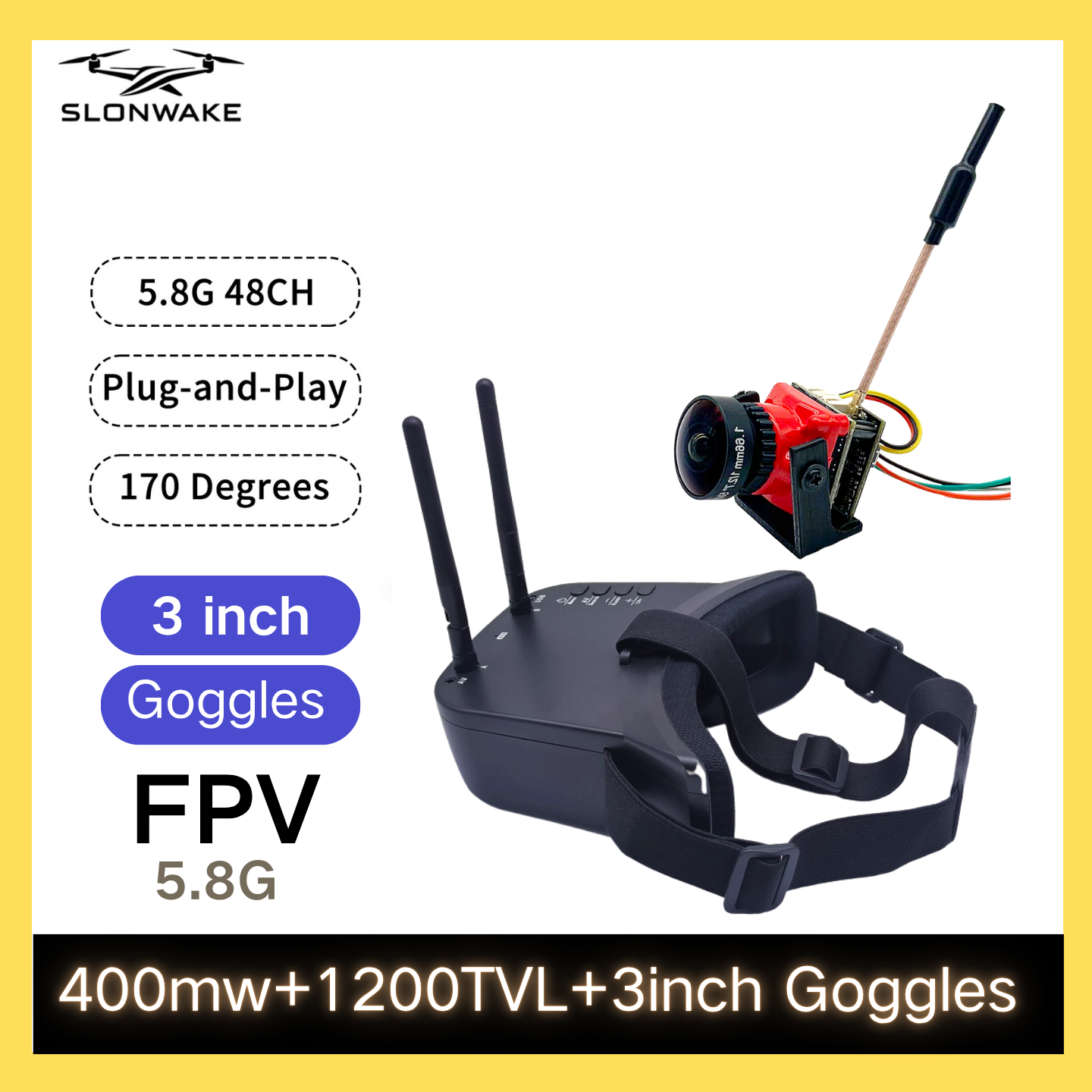 SLONWAKE 5.8G 48CH FPV 400mw V - Drone Frame recension och pris